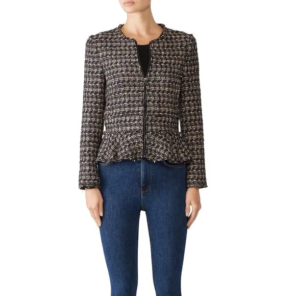 Rebecca Taylor Multi Tweed Peplum Zip Jacket - Picture 1 of 12
